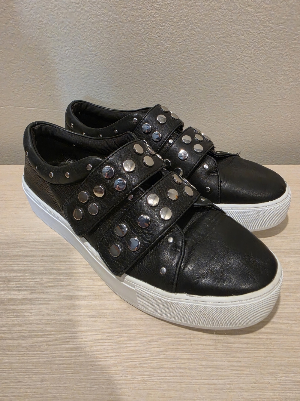 Rebecca Minkoff Natasha Studded Leather Platform Sneakers Black 7.5